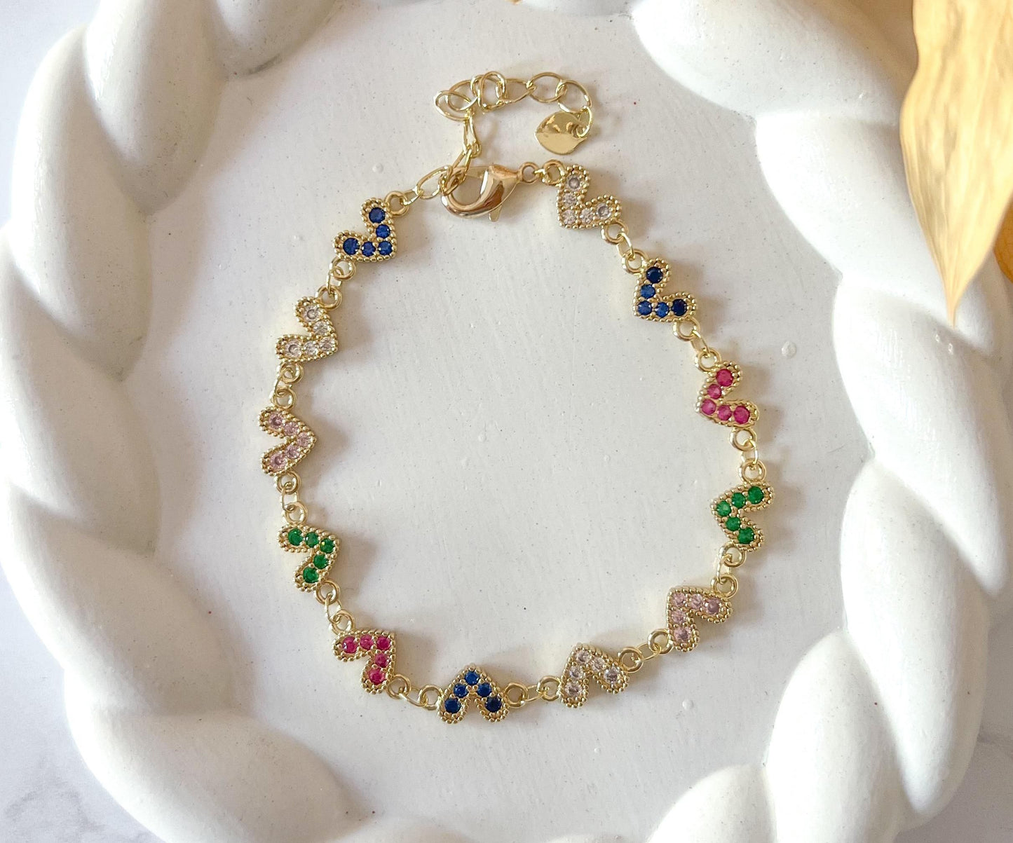 Pulsera Corazón Colores en Rodio