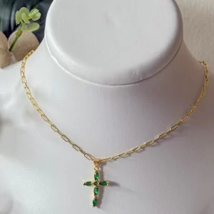 Cadena fe cruz verde