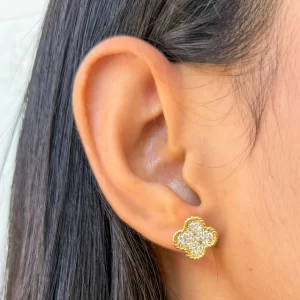 Topos trébol zircón 18K