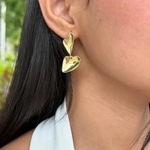Aretes corazón doble